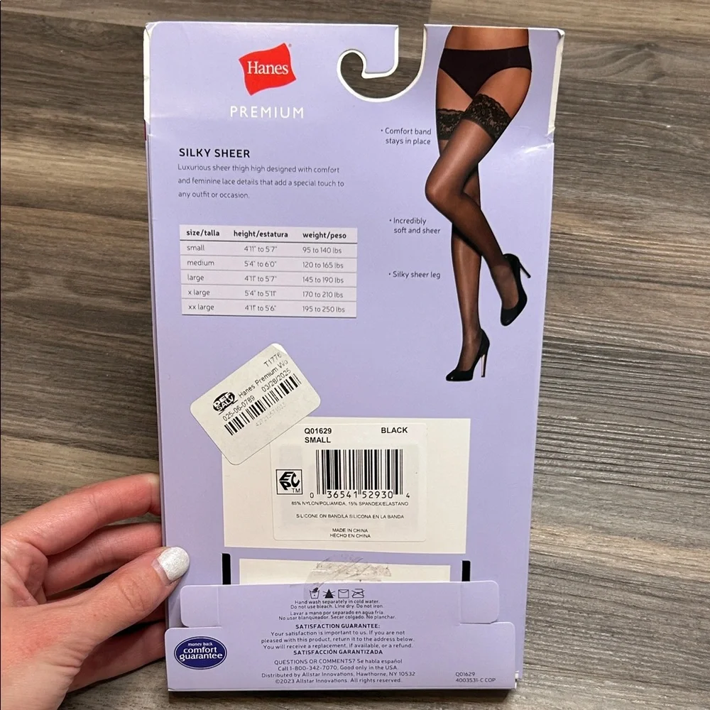NWT Hanes Premium Silky Sheer Lace Thigh Highs